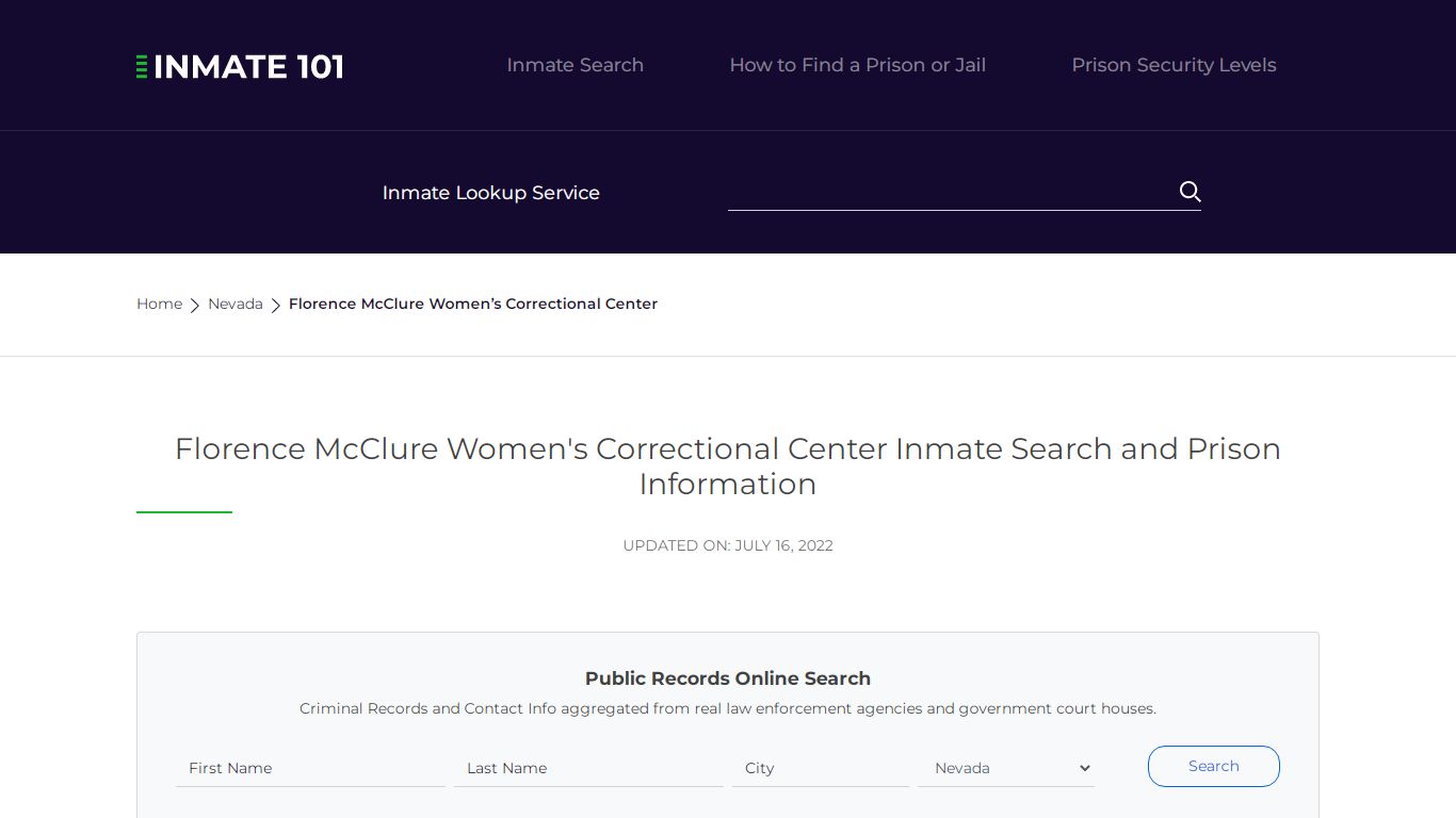 Florence McClure Women's Correctional Center Inmate Search ...