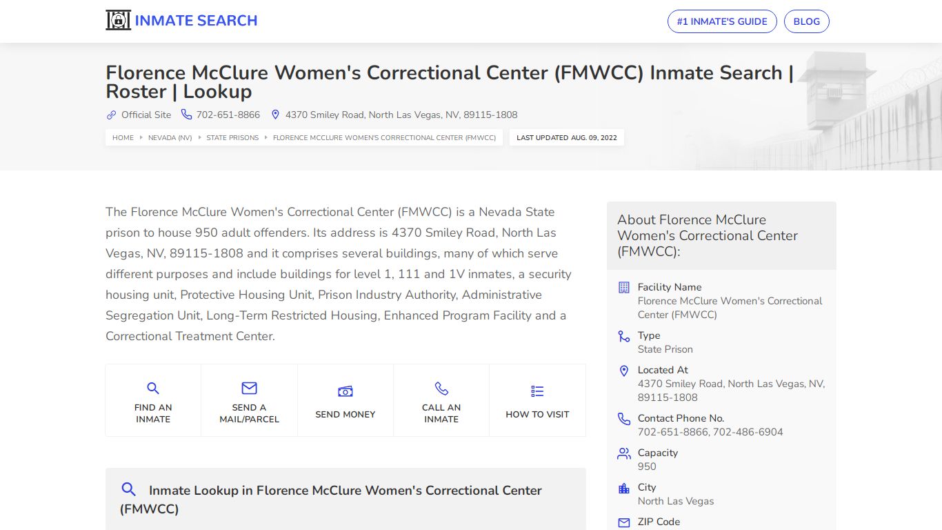 Florence McClure Women's Correctional ... - Inmate Search